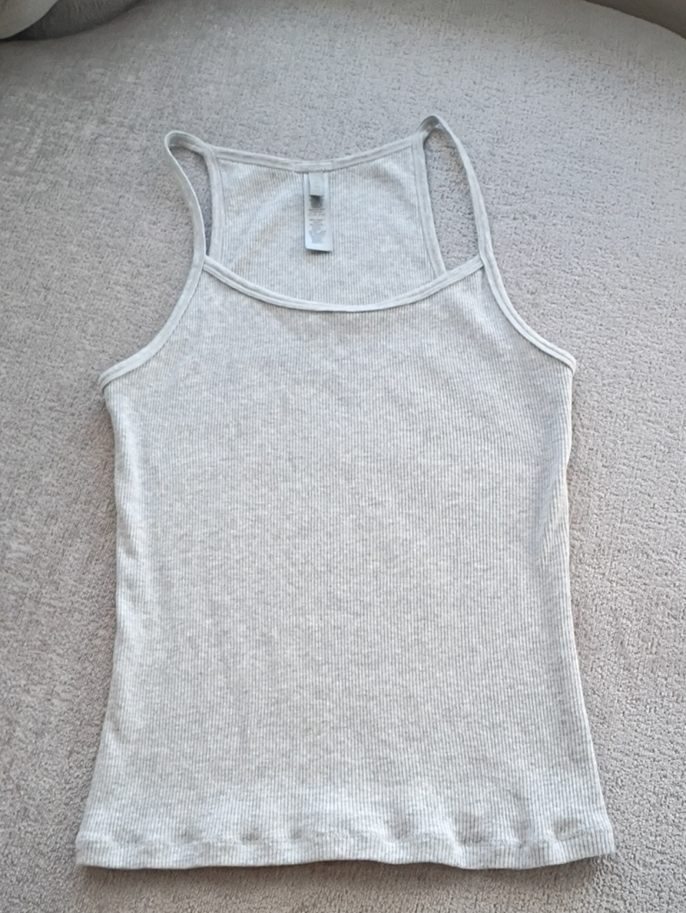 Skims Light Gray Racerback Cotton Tank Top